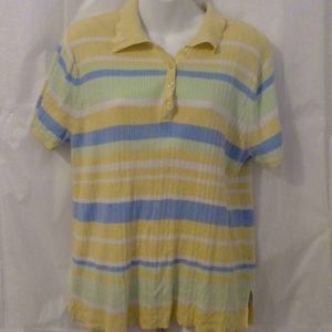 Ladies Striped Short Sleeve Polo